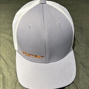 Gray and White Cap with Orange Logo